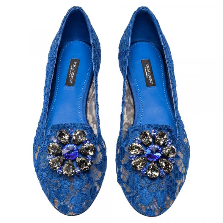 Blue best sale lace flats