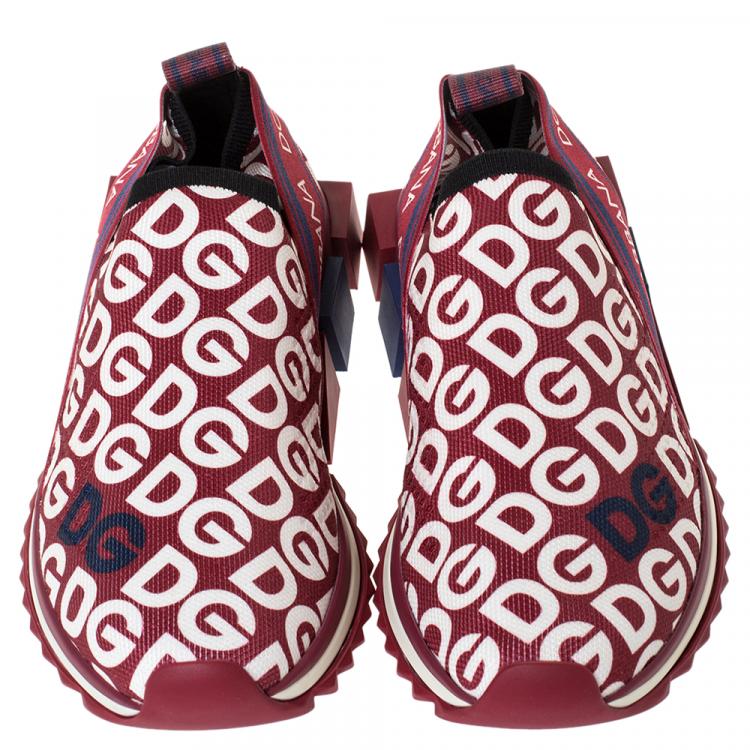 Pre Owned Dolce & Gabbana Multicolor DG Mania Print Stretch Mesh Slip On Sneakers Size 37