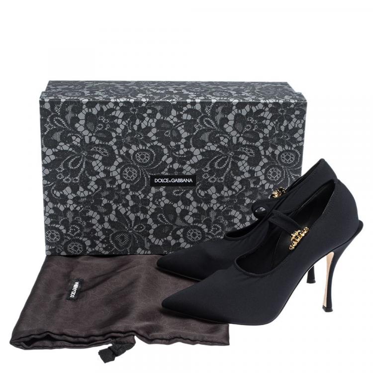 Pre Owned Dolce & Gabbana Black Stretch Jersey Mary Janes Pumps Size 37