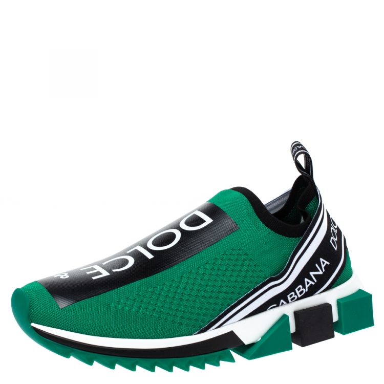 Dolce & Gabbana Green Stretch Fabric Sorrento Jersey Logo Print Slip On  Sneakers Size 41 Dolce & Gabbana | TLC
