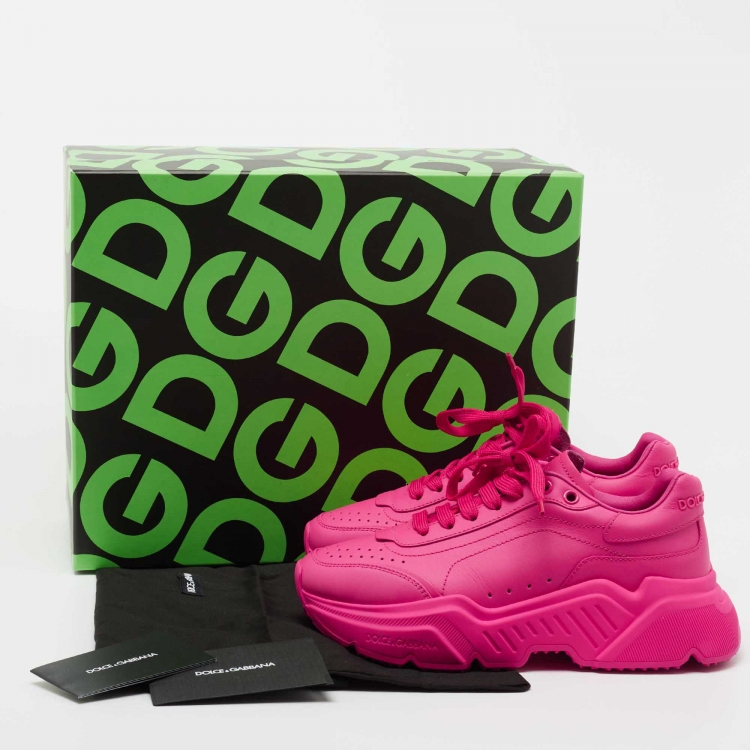 Pre Owned Dolce & Gabbana Pink Leather Daymaster Sneakers Size 36