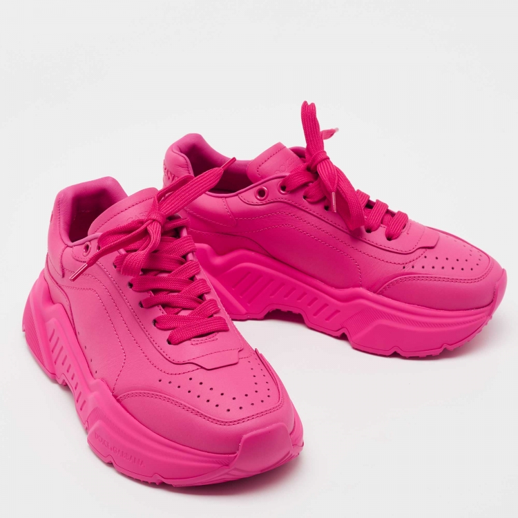 Pre Owned Dolce & Gabbana Pink Leather Daymaster Sneakers Size 36