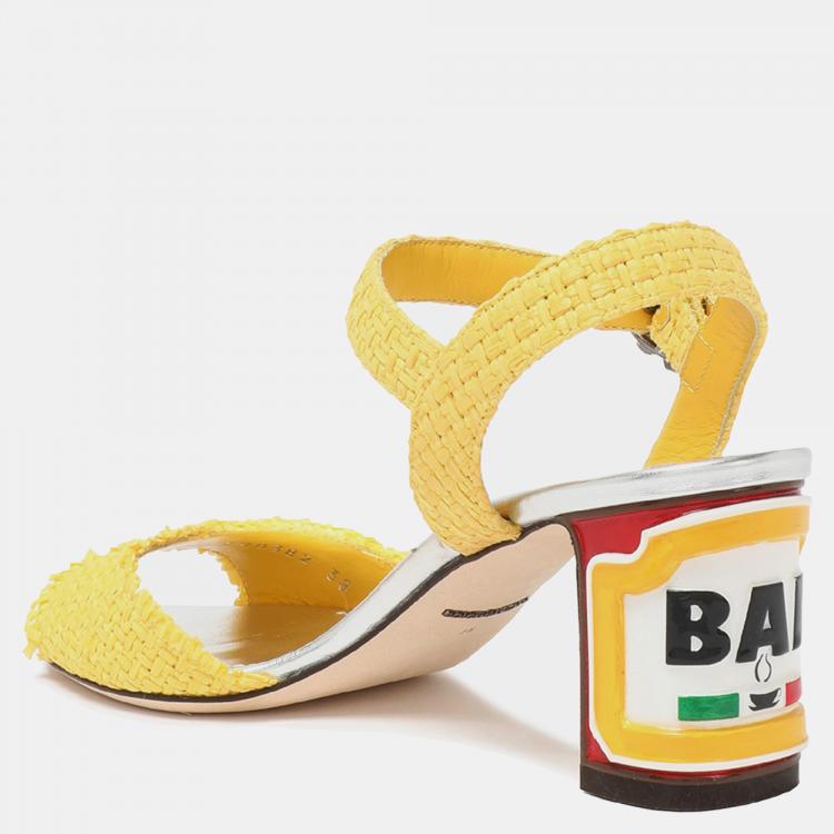Pre Owned Dolce & Gabbana Raffia Mid Heel Sandals 36.5