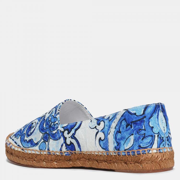 Pre Owned Dolce & Gabbana Blue Print Jacquard Espadrilles Size 38