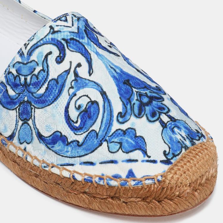 Pre Owned Dolce & Gabbana Blue Print Jacquard Espadrilles Size 38