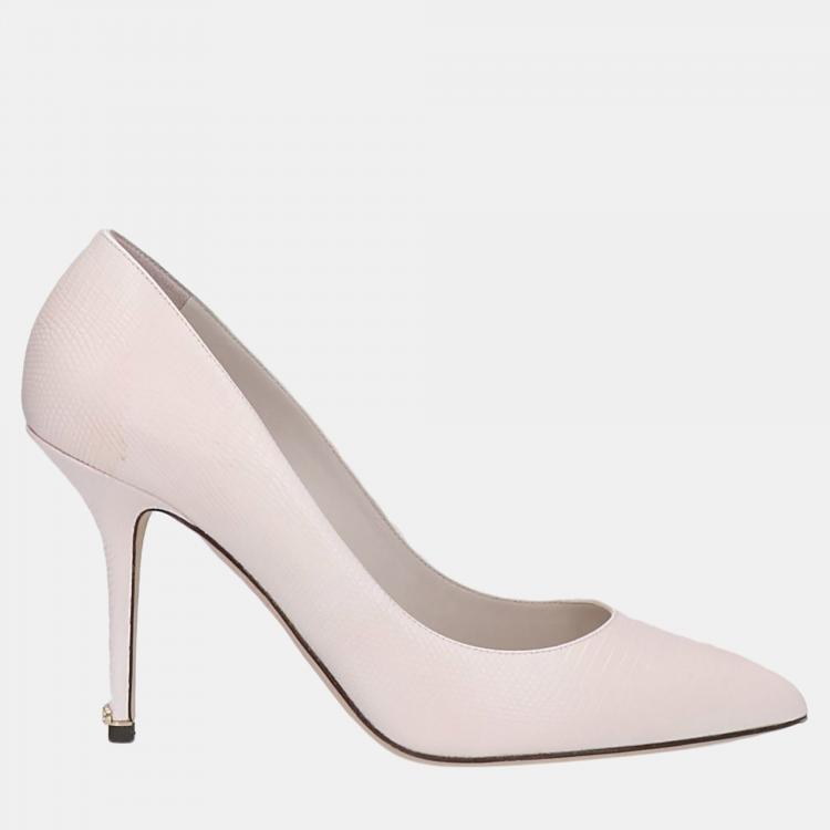 Pre Owned Dolce & Gabbana Pink Lizard Embossed Leather Pumps Size 41