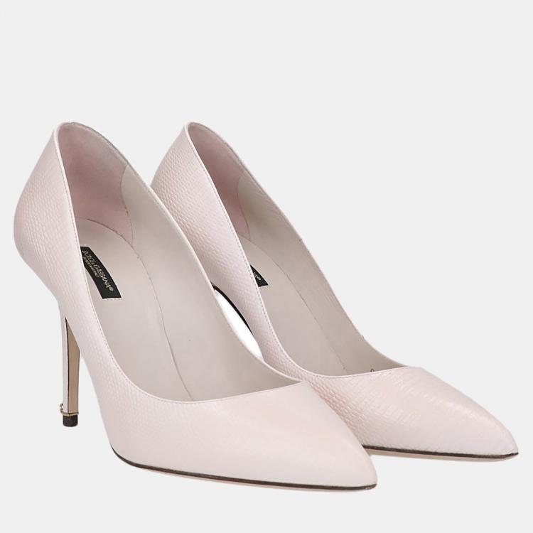 Pre Owned Dolce & Gabbana Pink Lizard Embossed Leather Pumps Size 41
