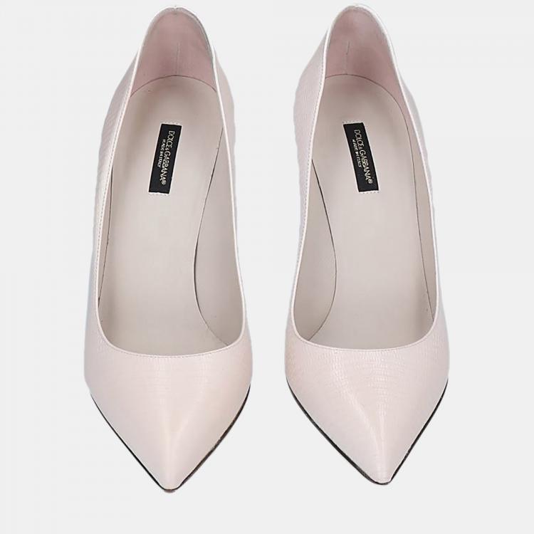 Pre Owned Dolce & Gabbana Pink Lizard Embossed Leather Pumps Size 41