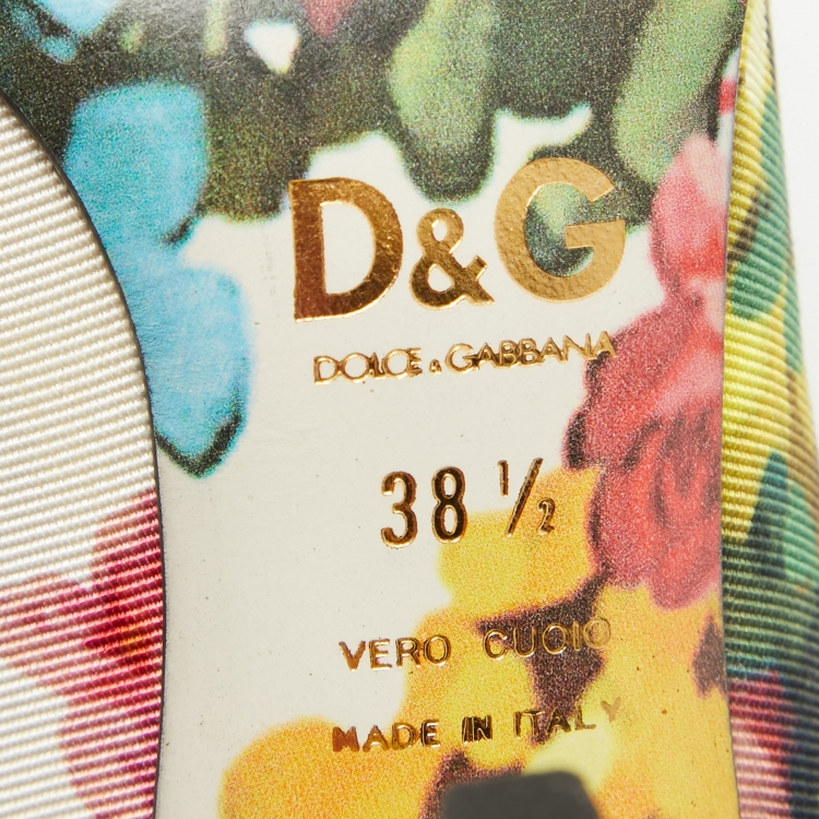 مملوكة مسبقًا Dolce & Gabbana Multicolor Canvas Floral Print  Peep Toe Pumps Size 38.5