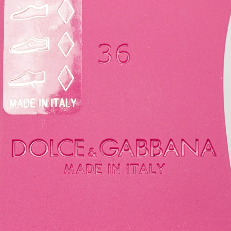 Pre Owned Dolce & Gabbana Pink Rubber DG Logo Flat Slides Size 36