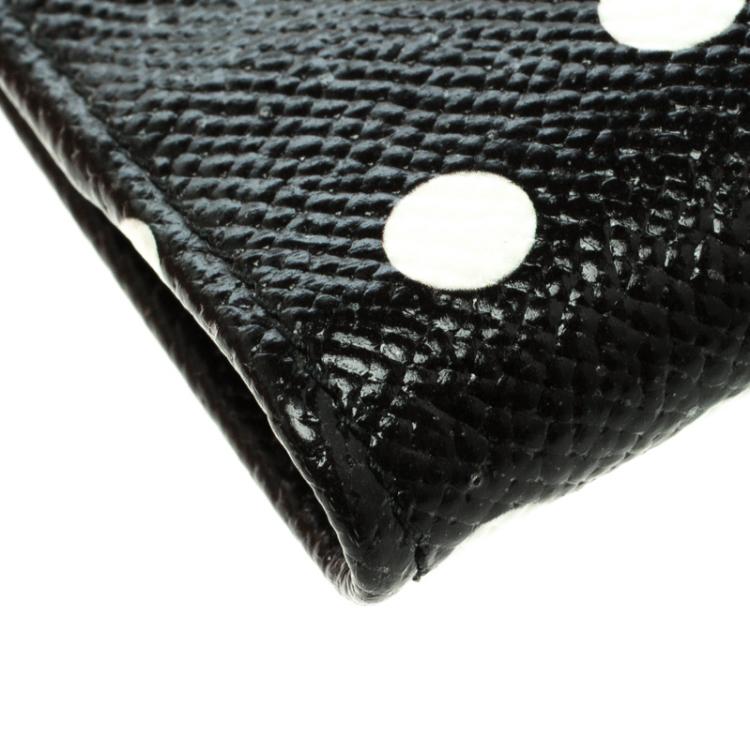 مملوكة مسبقًا Dolce and Gabbana Black Polka Dot Leather Passport Holder 