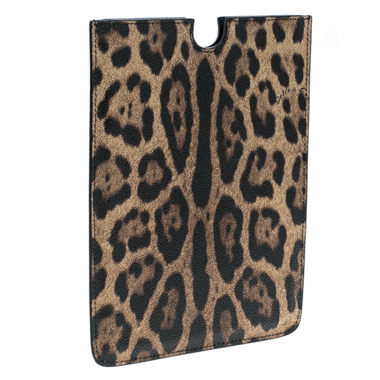 مملوكة مسبقًا Dolce and Gabbana Brown Leopard Print PVC iPad Case