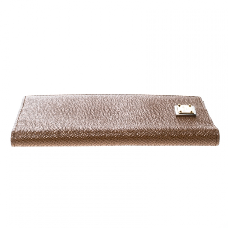 Pre Owned Dolce & Gabbana Brown Leather Passport Holder