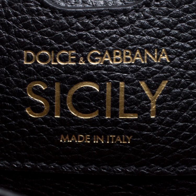 Pre Owned Dolce and Gabbana Black Leather Sicily Backpack