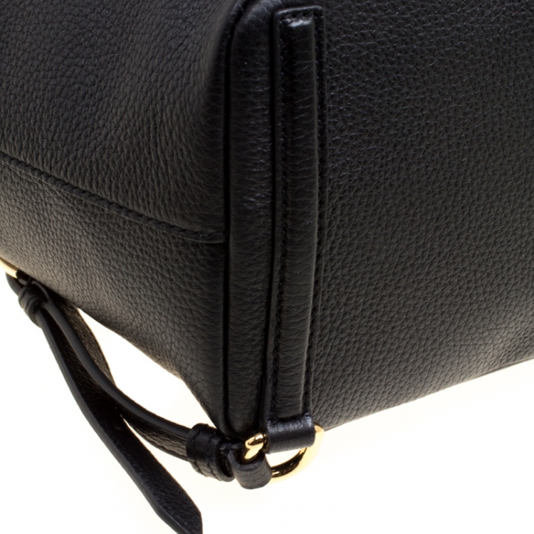 Pre Owned Dolce and Gabbana Black Leather Sicily Backpack