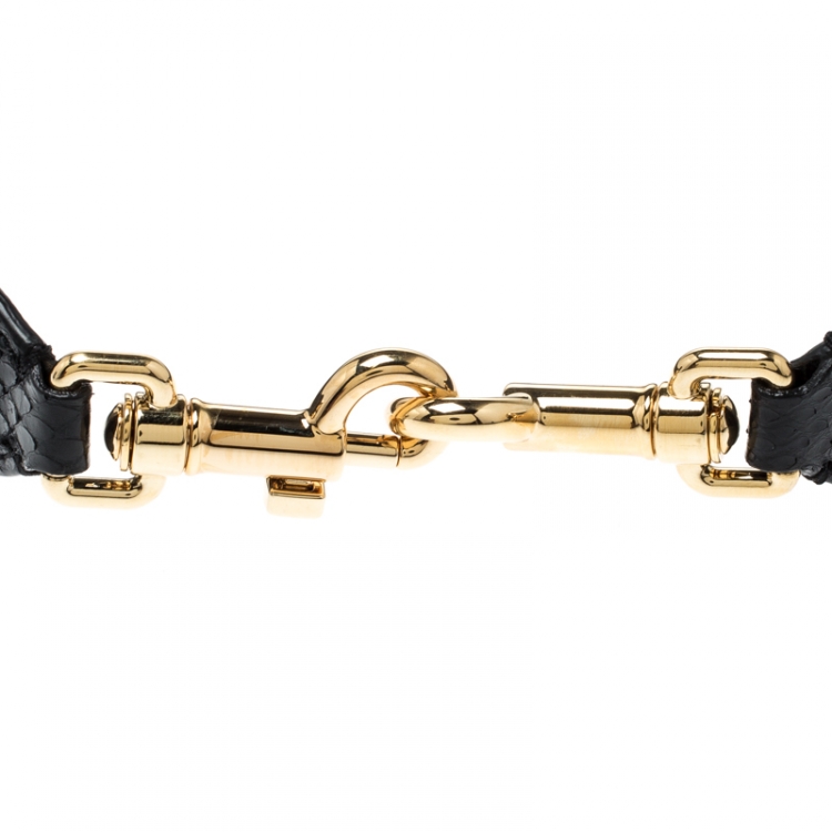 Pre Owned Dolce and Gabbana Black Python and Leather DG Millenials Embellished Bag Strap