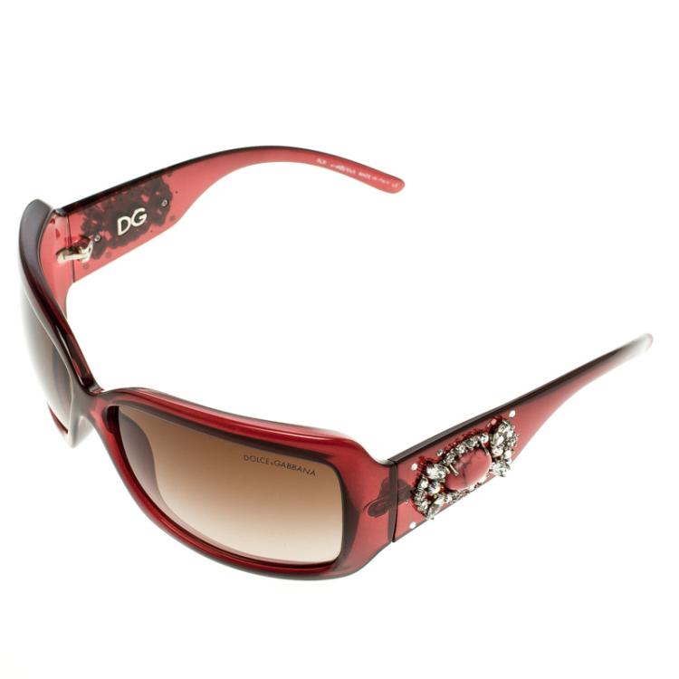 مملوكة مسبقًا Dolce and Gabbana Brown DG 6053-G Embellished Square Sunglasses