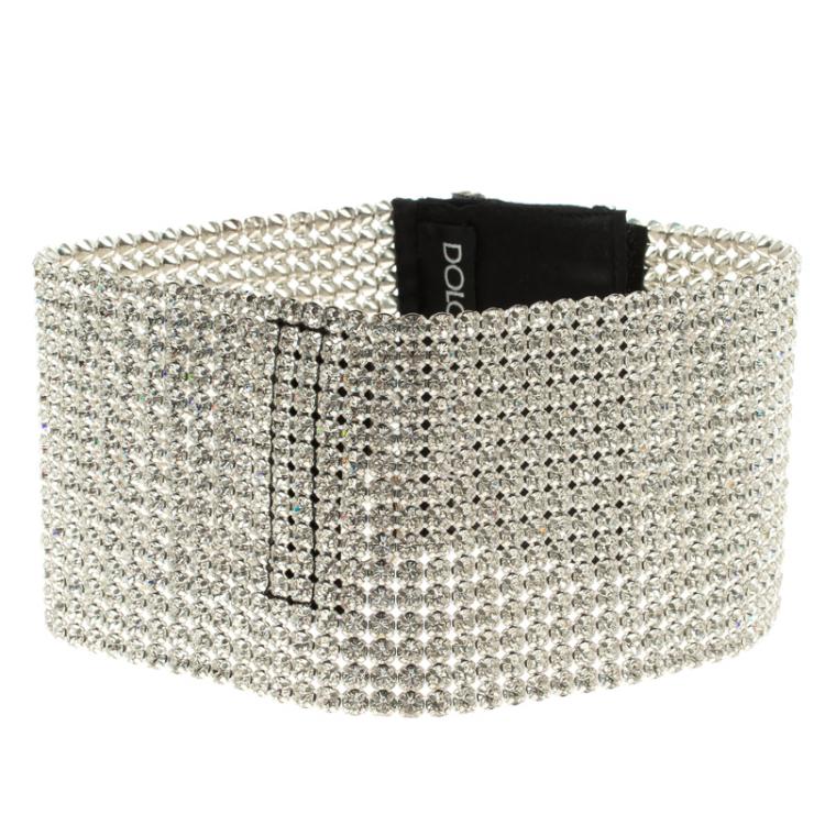 Pre Owned Dolce and Gabbana Crystal Mesh Embellished Extra Wide Choker Necklace