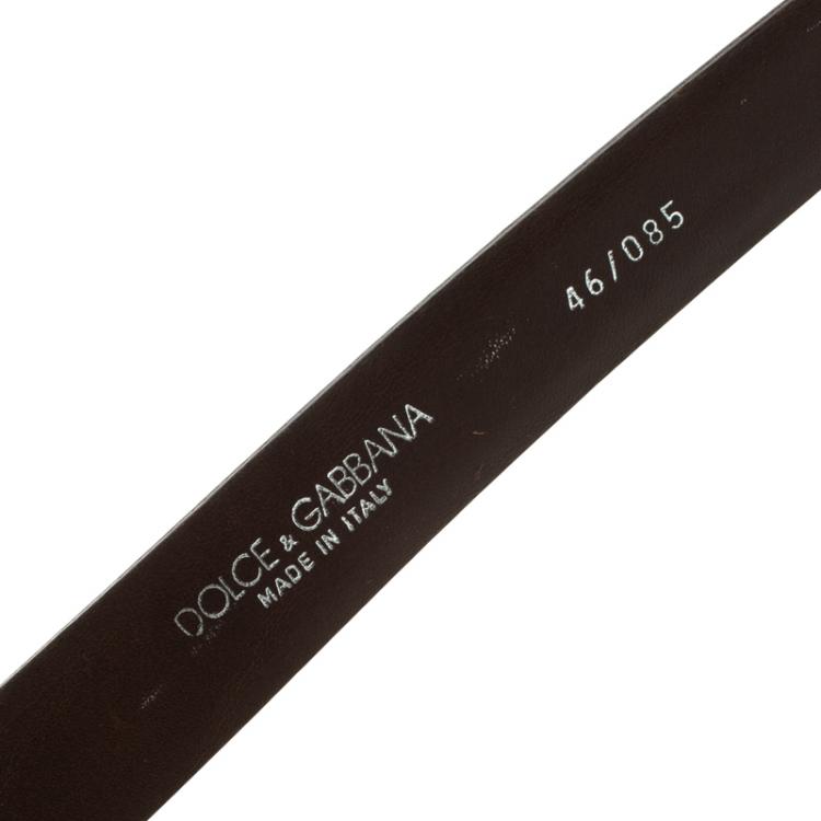 Pre Owned Dolce and Gabbana Off White Glossy Leather DG Logo Belt 85cm
