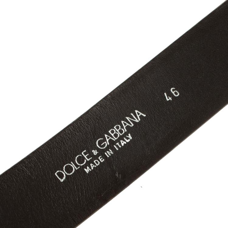 Pre Owned Dolce and Gabbana Dark Brown Glossy Leather DG Logo Buckle Belt 85cm