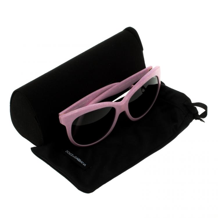 Pre Owned Dolce and Gabbana Black Pink Matt Silk Powder DG4149  Round Sunglasses