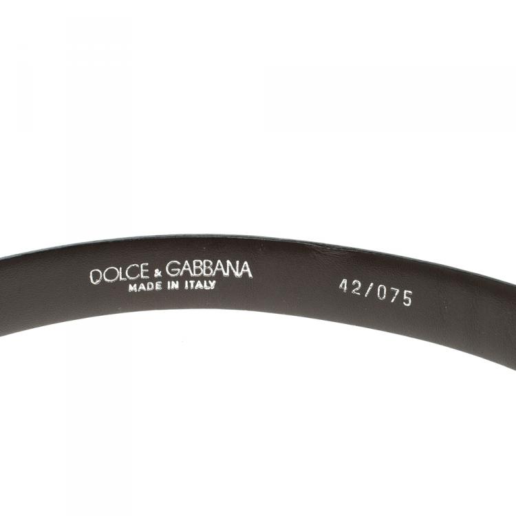 مملوكة مسبقًا Dolce and Gabbana Black Glossy Leather DG Logo Belt 75cm