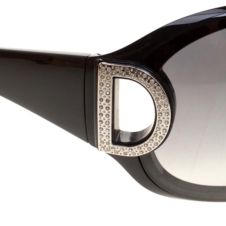Pre Owned Dolce and Gabbana Black DG6024-B Crystal Embellished Shield Sunglasses