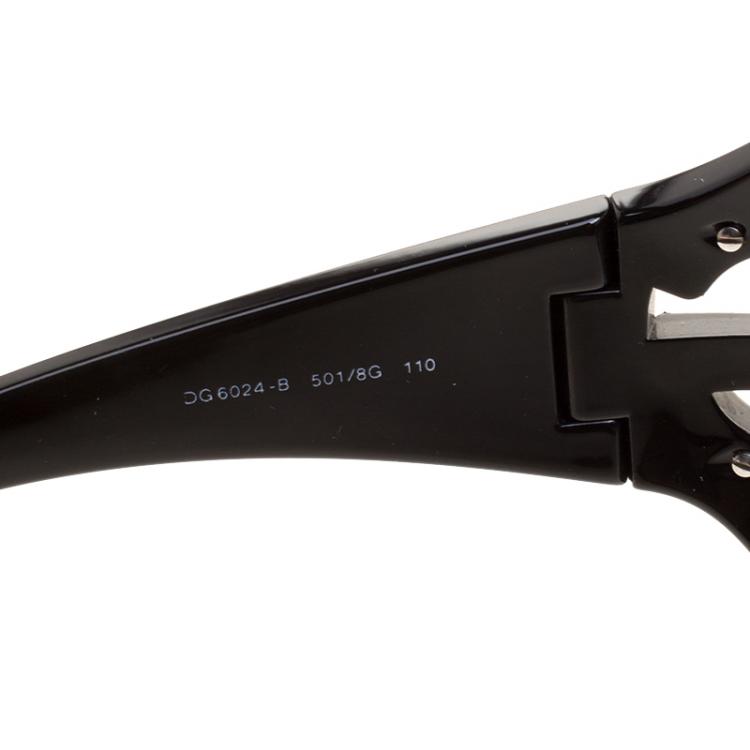 Pre Owned Dolce and Gabbana Black DG6024-B Crystal Embellished Shield Sunglasses