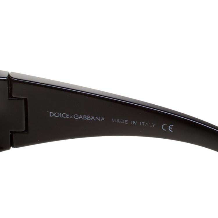 Pre Owned Dolce and Gabbana Black DG6024-B Crystal Embellished Shield Sunglasses