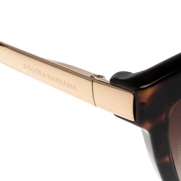 Pre Owned Dolce and Gabbana Dark Brown Tortoise DG 4269 Wayfarer Sunglasses