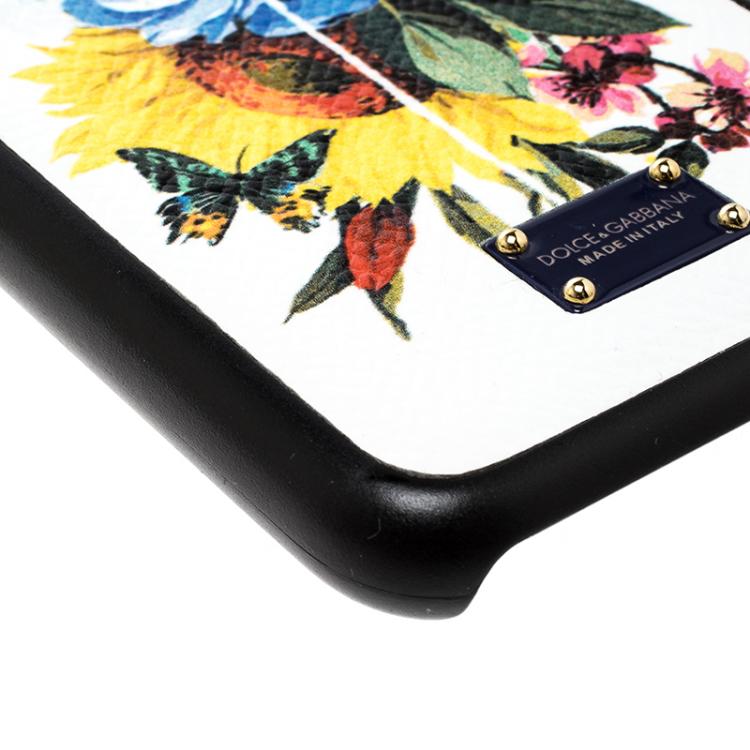 Pre Owned Dolce and Gabbana Flower Printed Dauphine Leather Iphone 7 Case