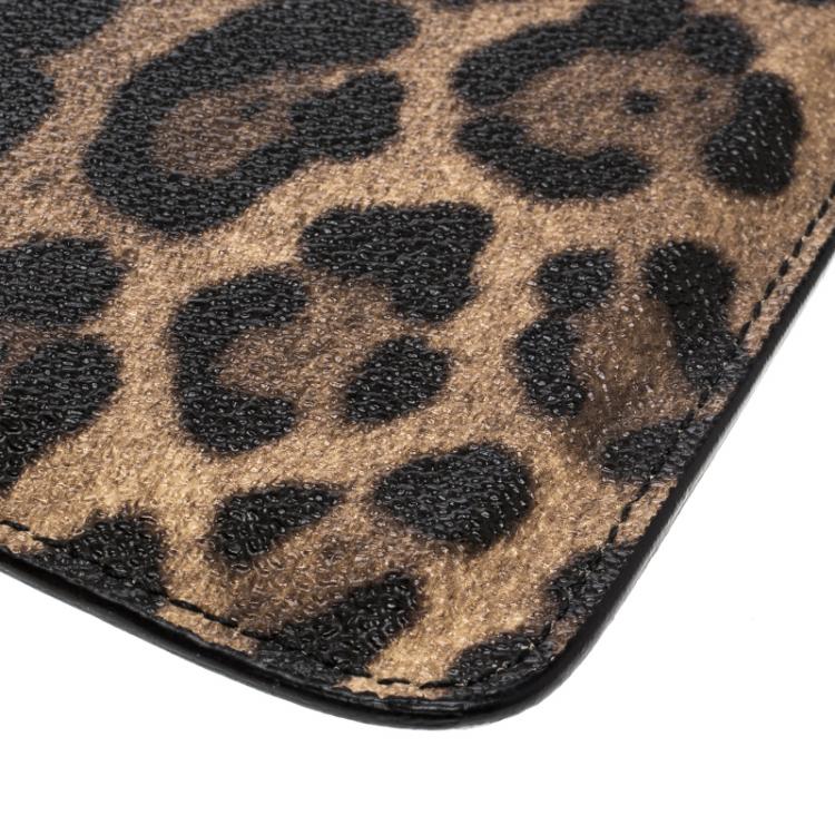 Pre Owned Dolce and Gabbana Brown Leopard Print Leather iPad Mini Case