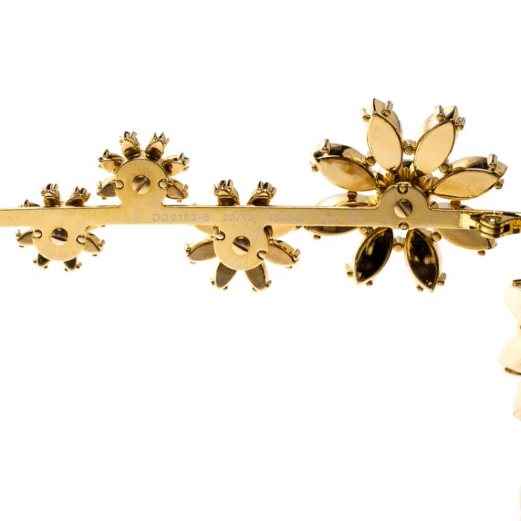 Pre Owned Dolce and Gabbana Gold Tone/Brown Gradient DG2153 -B Limited Edition Daisy Sunglasses