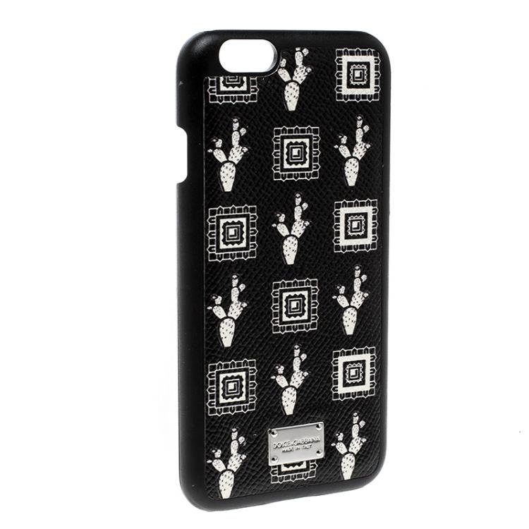 Pre Owned Dolce and Gabbana Black Cactus Print iPhone 6 Case