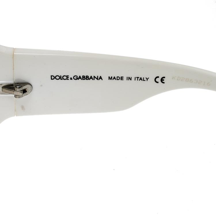 Pre Owned Dolce and Gabbana White/ Grey Gradient DG6041 Oversized Sunglasses