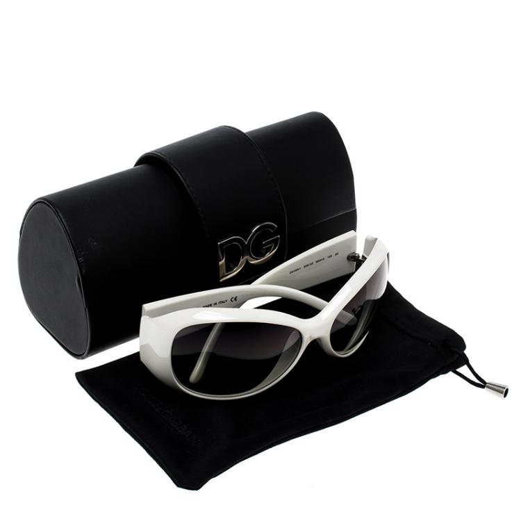 Pre Owned Dolce and Gabbana White/ Grey Gradient DG6041 Oversized Sunglasses