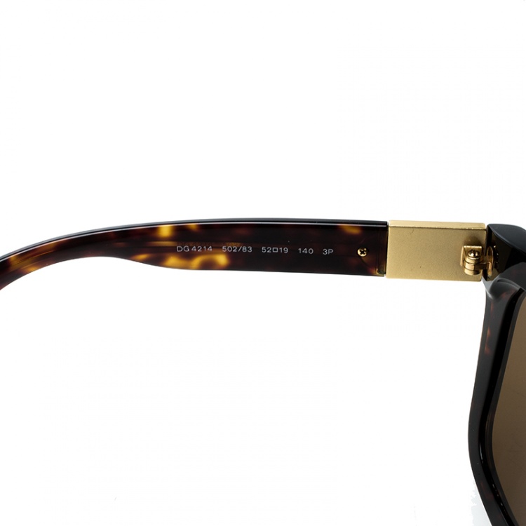 Pre Owned Dolce and Gabbana Brown Tortoise/Brown DG4214 Cat Eye Sunglasses