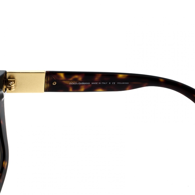 Pre Owned Dolce and Gabbana Brown Tortoise/Brown DG4214 Cat Eye Sunglasses