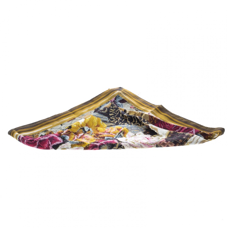 Pre Owned Dolce and Gabbana Multicolor Animal Cross Stitch Printed Square Scarf