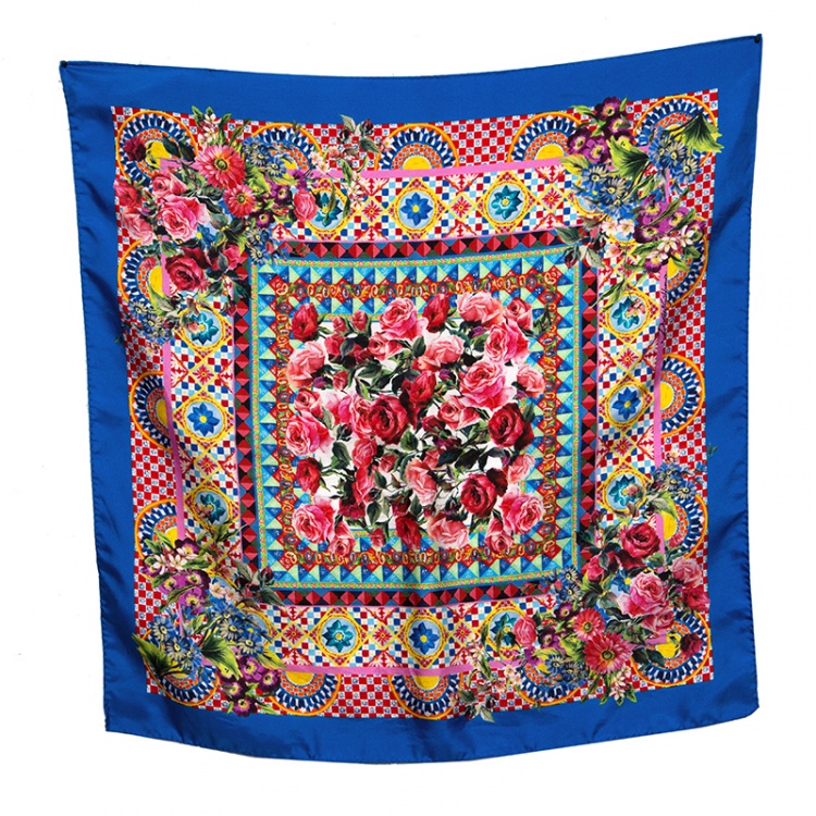 Pre Owned Dolce and Gabbana Multicolor Mambo Printed Silk Square Scarf