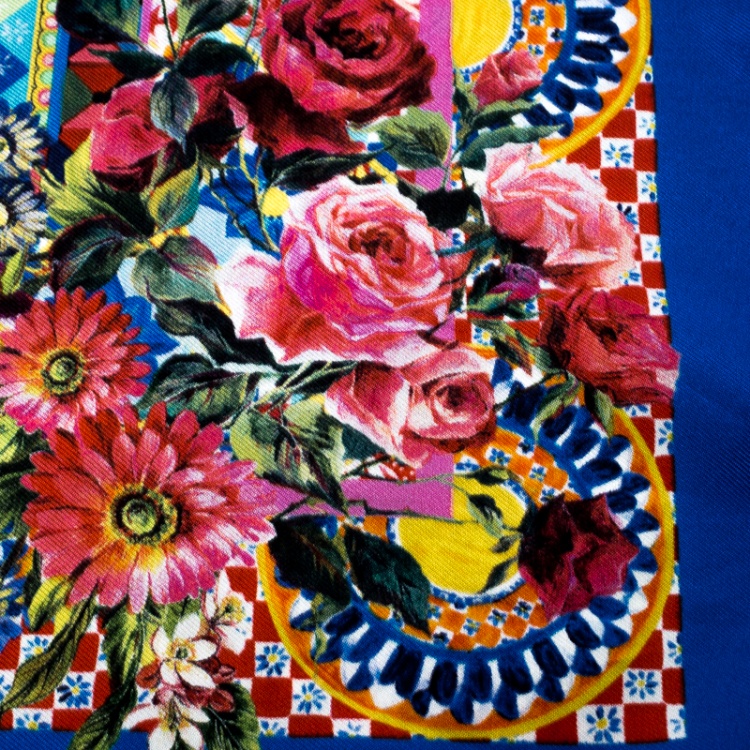 Pre Owned Dolce and Gabbana Multicolor Mambo Printed Silk Square Scarf