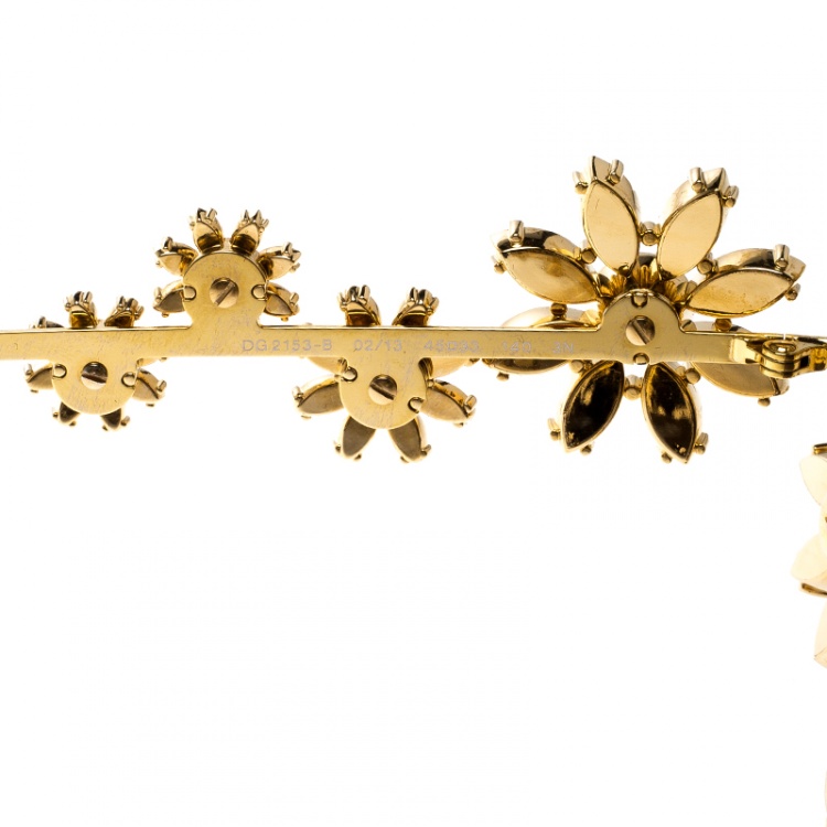 Pre Owned Dolce and Gabbana Gold Tone/Brown Gradient DG2153 -B Limited Edition Daisy Sunglasses