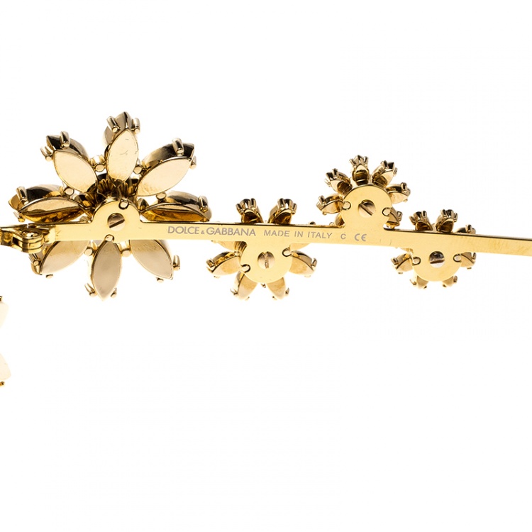Pre Owned Dolce and Gabbana Gold Tone/Brown Gradient DG2153 -B Limited Edition Daisy Sunglasses