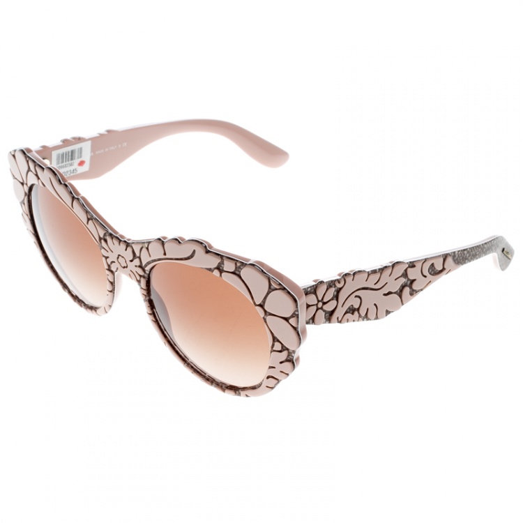 Pre Owned Dolce and Gabbana Pink/Brown Gradient DG4267 Brocade Cat Eye Sunglasses