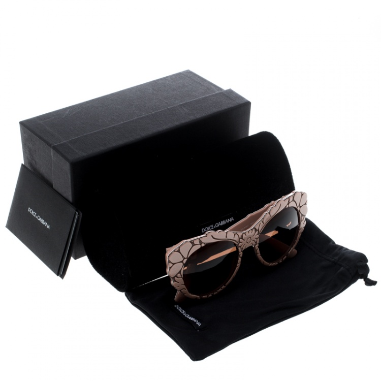 Pre Owned Dolce and Gabbana Pink/Brown Gradient DG4267 Brocade Cat Eye Sunglasses