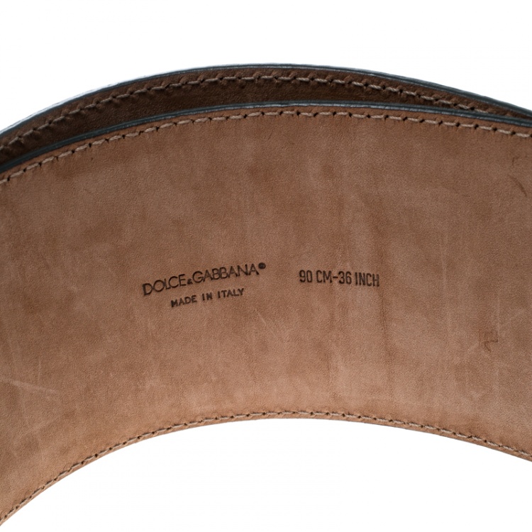 Pre Owned Dolce and Gabbana Metallic Grey Patent Leather Waist Belt 90cm