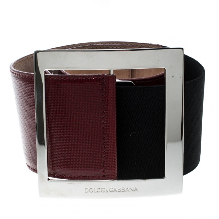 Pre Owned Dolce and Gabbana Red Coated Canvas Waist Belt 85cm