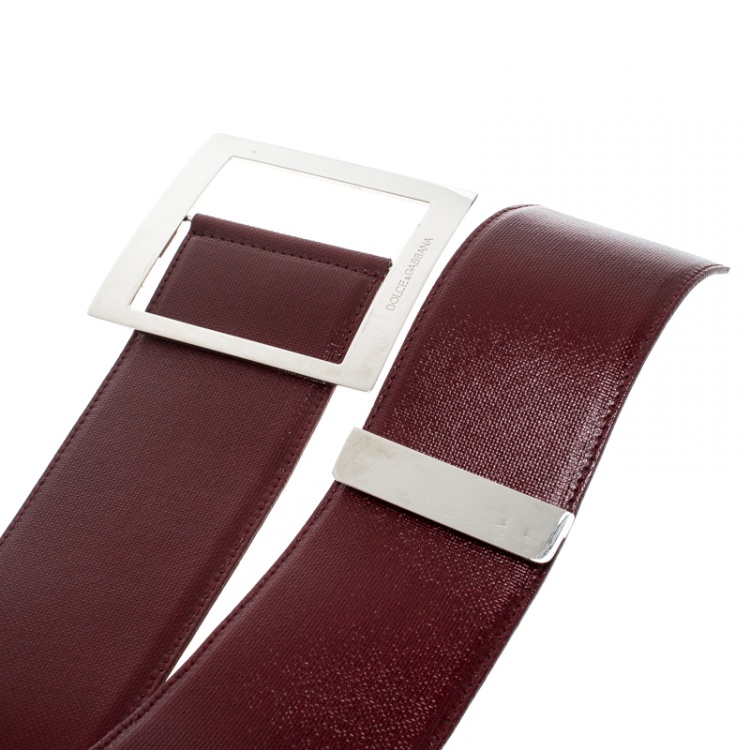 Pre Owned Dolce and Gabbana Red Coated Canvas Waist Belt 85cm