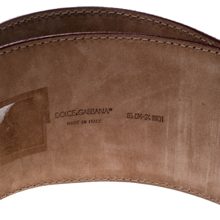 Pre Owned Dolce and Gabbana Red Coated Canvas Waist Belt 85cm