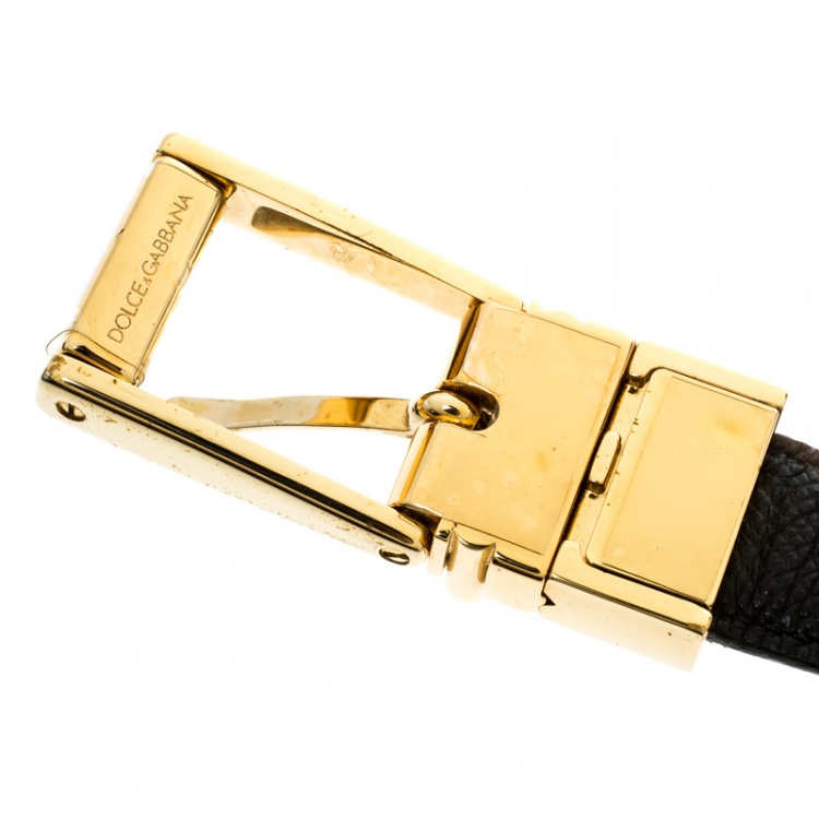 Pre Owned Dolce and Gabbana Brown Leopard Print Leather Belt 85cm